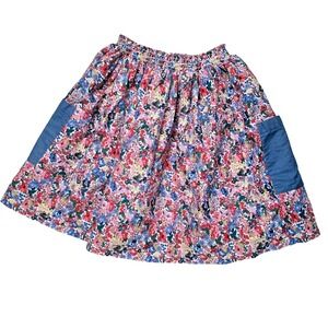 Joules Girls Floral Skirt Denim Pockets Elastic Waist Size 11 Years